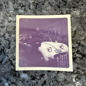 Dapper Gentleman 007 w/ Austin-Healey Sprite Sports‎ Car Vintage Snapshot Photo